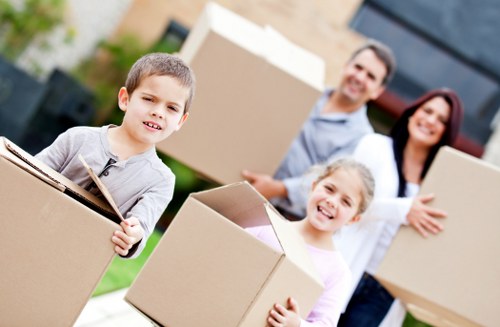 Packed boxes and furniture ready for local removals