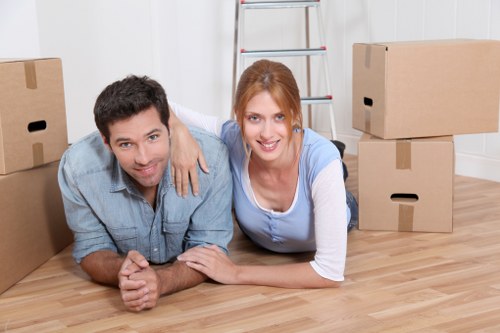 Packed moving boxes ready for local removals in Arkley