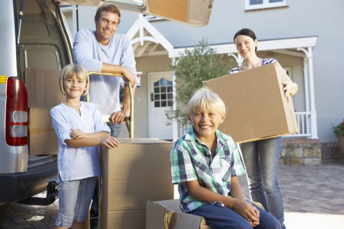 Household items prepared for moving van transport