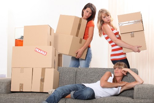 Packed household boxes ready for local removals in Arkley
